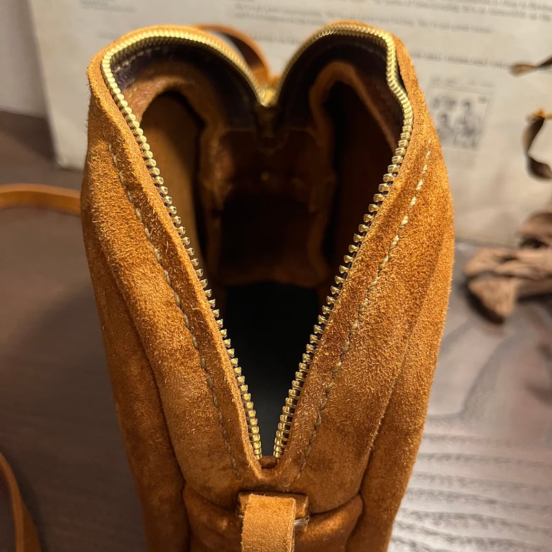 kudu革ポシェット kudu革スエードポシェット キャメル色ポシェット