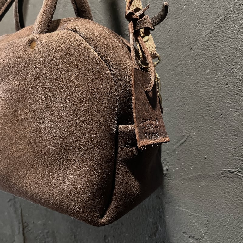 ラスト1点 kudu革スエードバッグ チョコレート色レザーバッグ Handbag