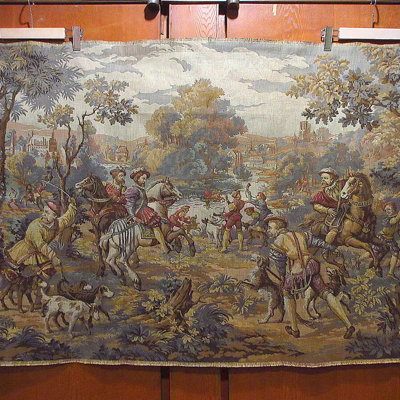 ビンテージ○中世ヨーロッパゴブラン織りタペストリー○220622i8-rug