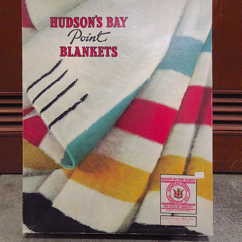 ビンテージ○HUDSON'S BAYマルチボーダーウールブランケット箱付き