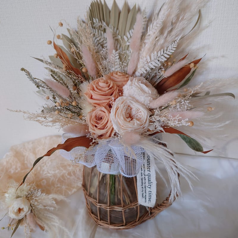 プリザーブドフラワー ブーケ☘ブートニア セット/エクリュ | flower