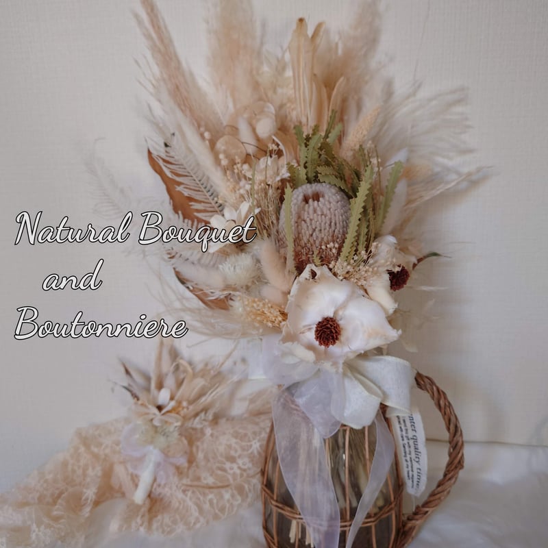 ドライブーケ☘ブートニア セット/ホワイト | flower miscellaneous go