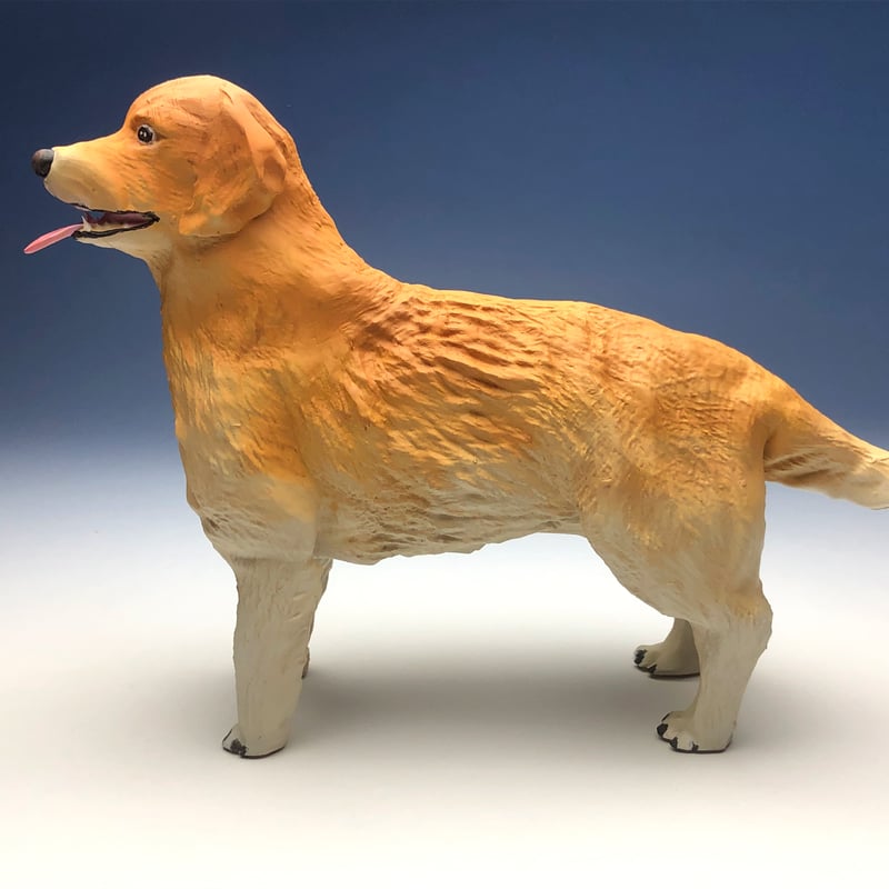 樹脂製 犬置物 ゴールデンレトリバー ドッグフィギュア レジン