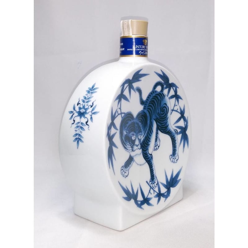 サントリーピュアモルトウイスキー 山崎12年 有田焼〈染付竹寅文皿型瓶