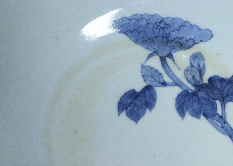 江戸幕末鍋島染付牡丹図7寸台皿③ | 吉祥寺PukuPuku