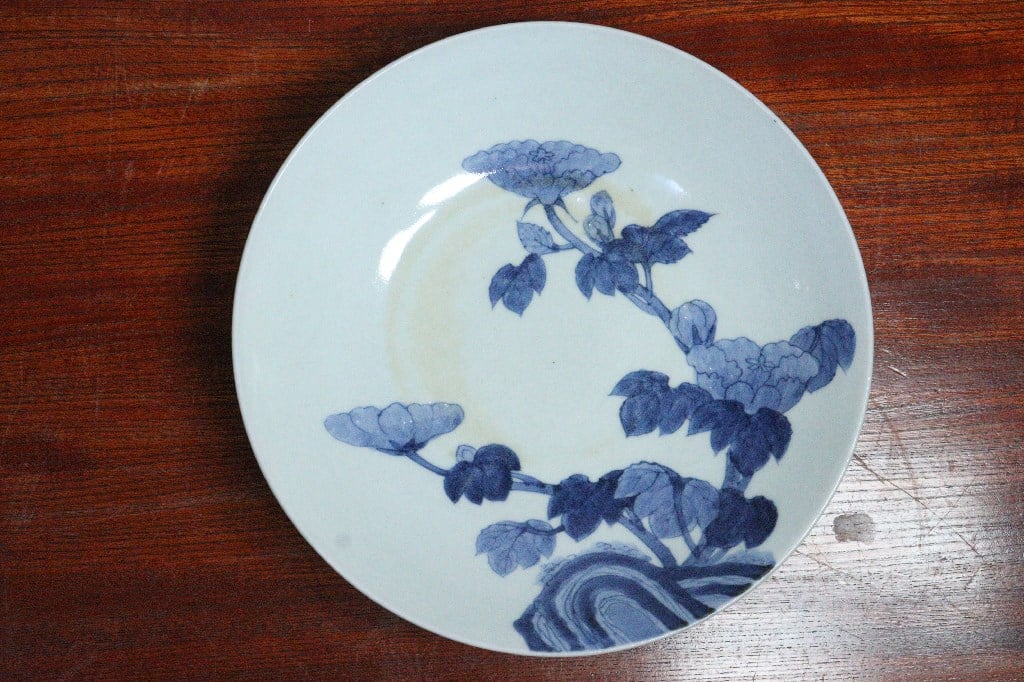 江戸幕末鍋島染付牡丹図7寸台皿③ | 吉祥寺PukuPuku