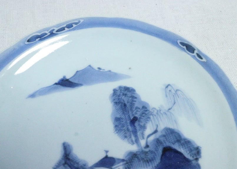 江戸幕末染付ダミ縁山水図6寸皿 | 吉祥寺PukuPuku