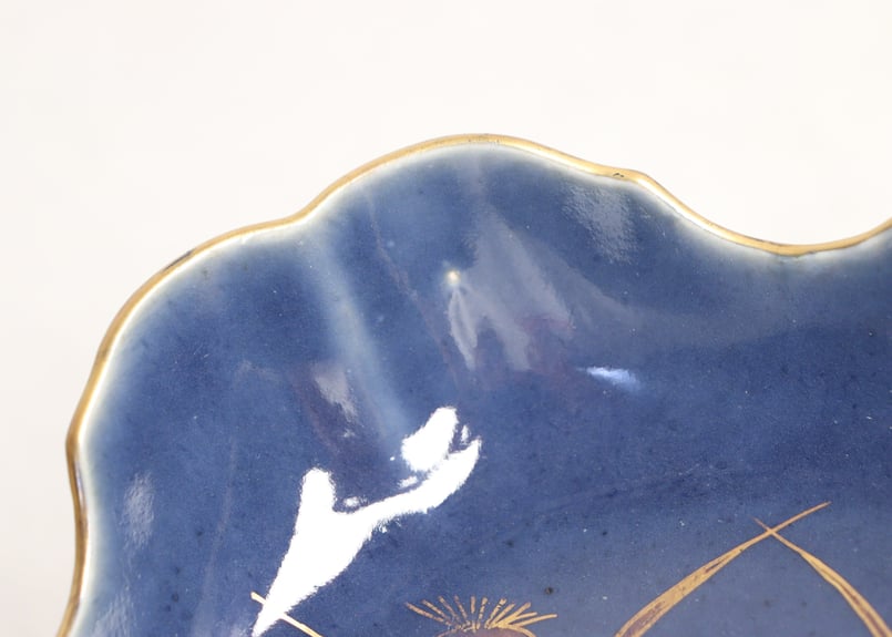 江戸後期瑠璃釉金彩薊図角なます皿 | 吉祥寺PukuPuku