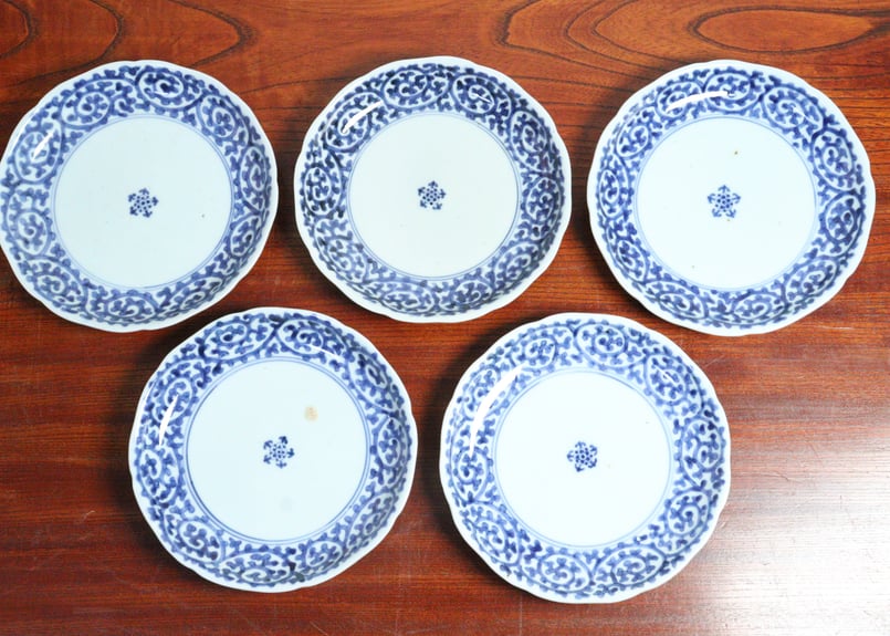 江戸中期染付蛸唐草文6寸皿① 5客組 | 吉祥寺PukuPuku