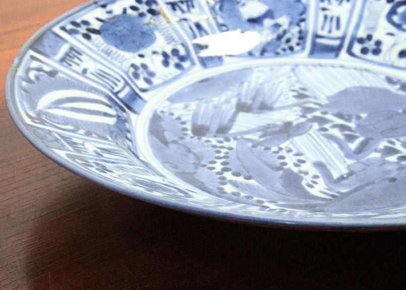 江戸前期藍九谷芙蓉手花鳥図尺皿 | 吉祥寺PukuPuku