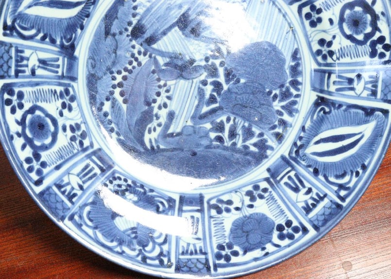 江戸前期藍九谷芙蓉手花鳥図尺皿 | 吉祥寺PukuPuku