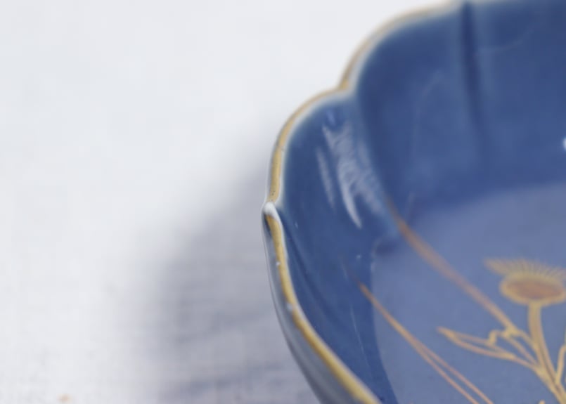 江戸後期瑠璃釉金彩薊図六弁なます皿 | 吉祥寺PukuPuku