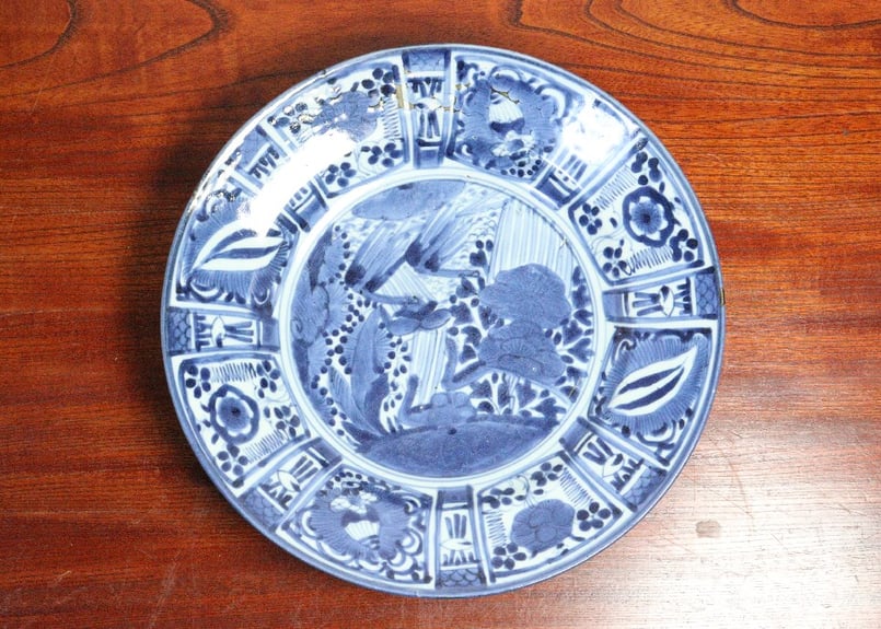 江戸前期藍九谷芙蓉手花鳥図尺皿 | 吉祥寺PukuPuku