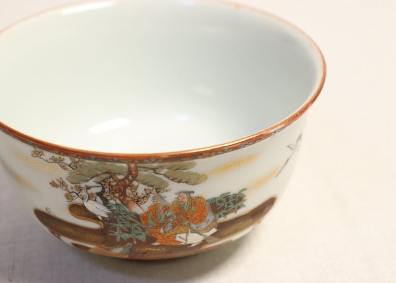 明治前期九谷焼色絵高砂図通り物蒸茶碗 | 吉祥寺PukuPuku