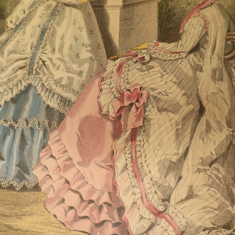 A006【版画複製版】フランスアンティーク 貴婦人 ファッション誌『La