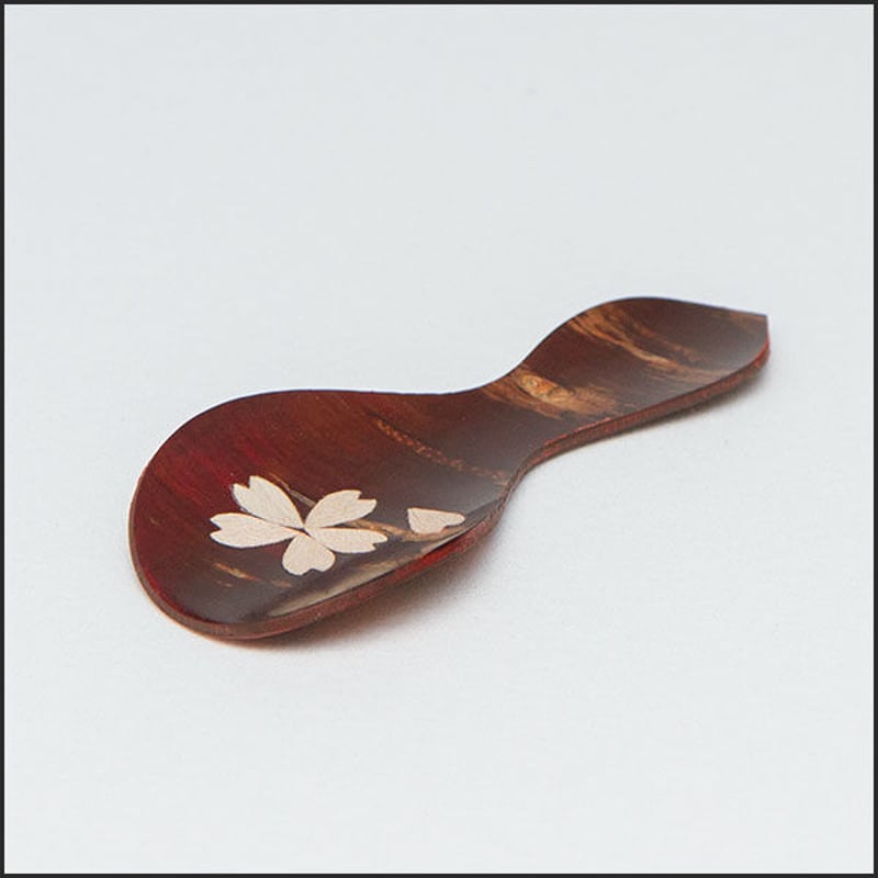 桜皮細工 総皮茶筒 らでん平桜と茶さじセット（樺細工） | 角館桜皮