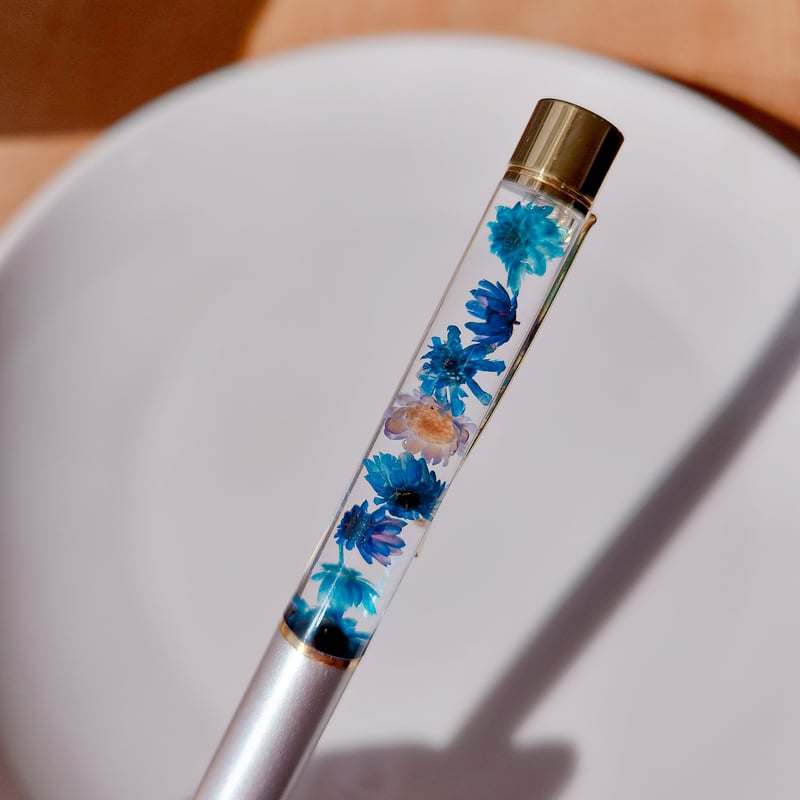 ハーバリウムボールペン【シルバー×ブルー】 | K'sLily STORE