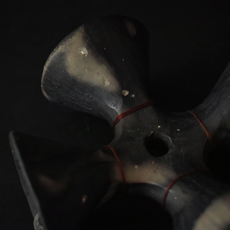 メキシコ 黒陶の十字ベル / Mexican Black Pottery Cross Bell