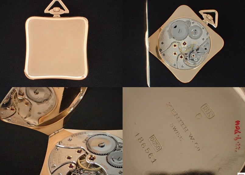 AX-15C ゼニス ZENITH 角型変わりK18YGケース 懐中時計 ペルラージュ