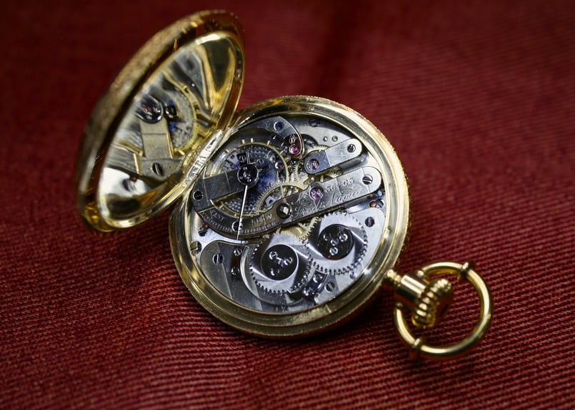 AZ-5B Fred Nicoud K18YG彫金ハンターケース懐中時計 | アンティーク