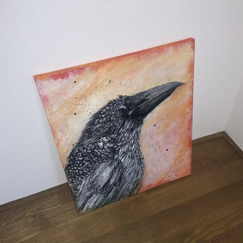 絵画作品「鴉」アクリルガッシュ インテリア キャンバスサイズF10