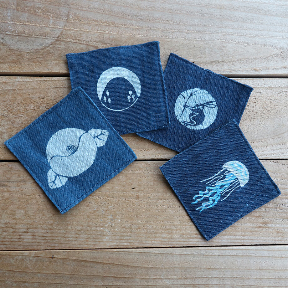 藍染め文様コースター | 染工房シゲタ