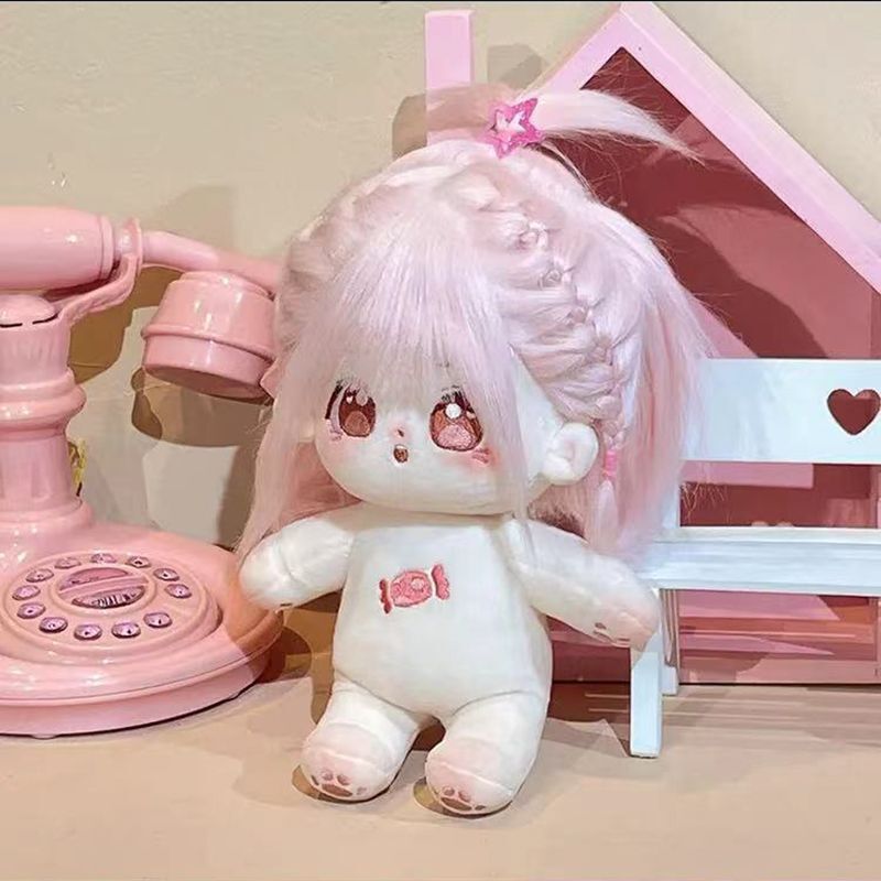 20cm 無属性 ぬいぐるみ ピンクの髪ピンクの目男の子 着せ替え