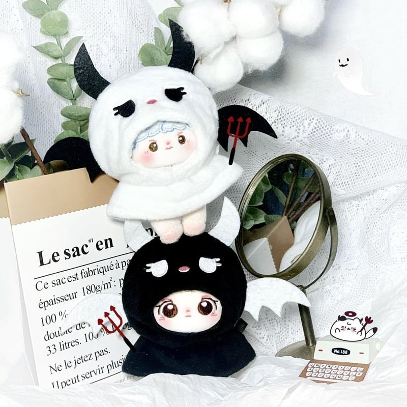 ミニ洋服 10cm 着せ替えぬいぐる服 フード付きパーカー 天使 悪魔