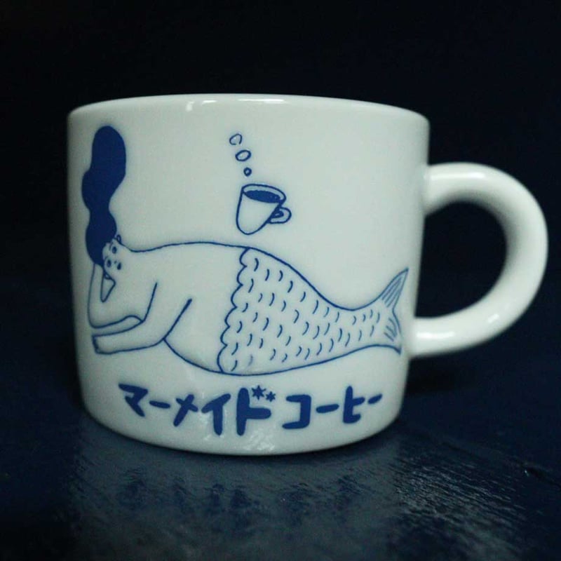 オリジナル くつろぎマーメイドちゃんマグカップ 白 | mermaid-coffee