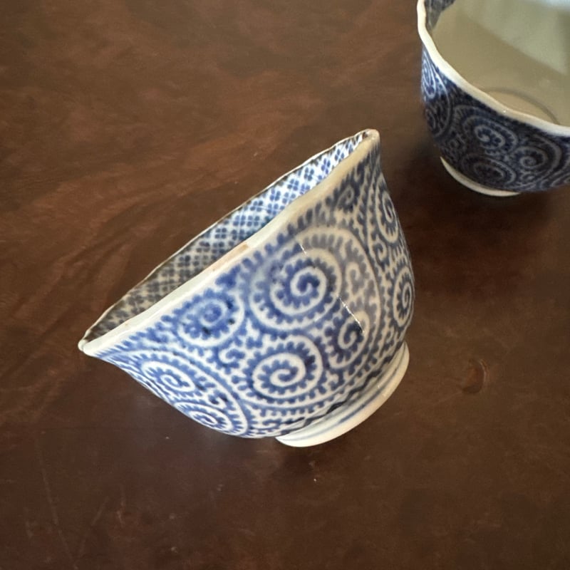 古伊万里 染付蛸唐草文 輪花向付 2客セット | Kaikaroman ONLINE STORE