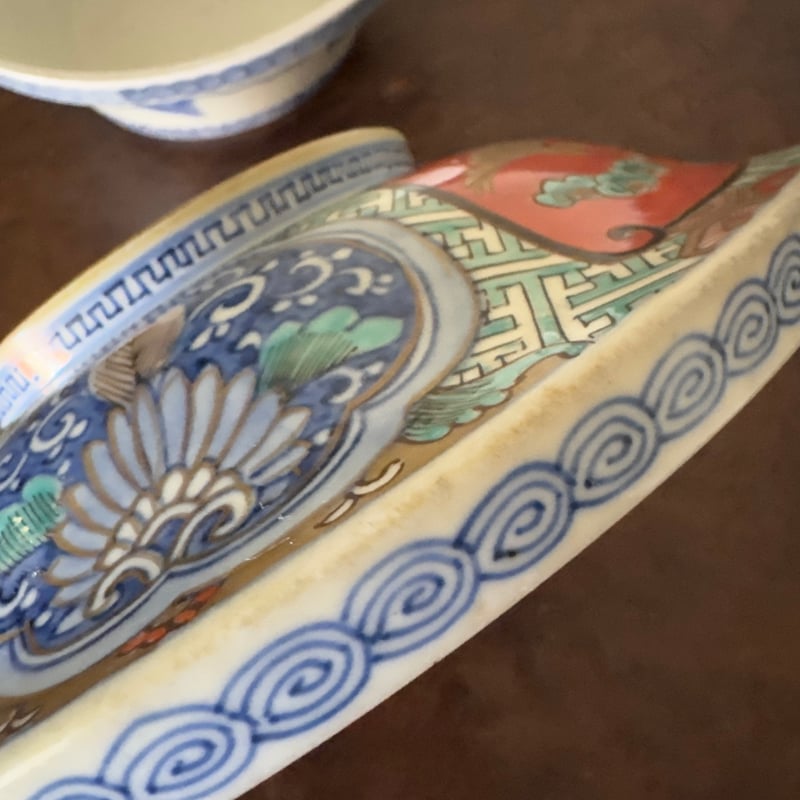 古伊万里 錦手寿字窓絵松鶴吉祥文 喰籠/蓋物 | Kaikaroman ONLINE STORE