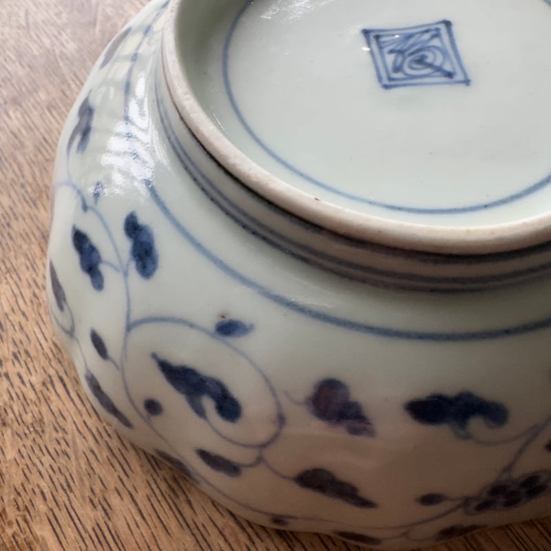 古伊万里 染付松竹梅文 輪花膾皿 渦福銘 2客セット | Kaikaroman