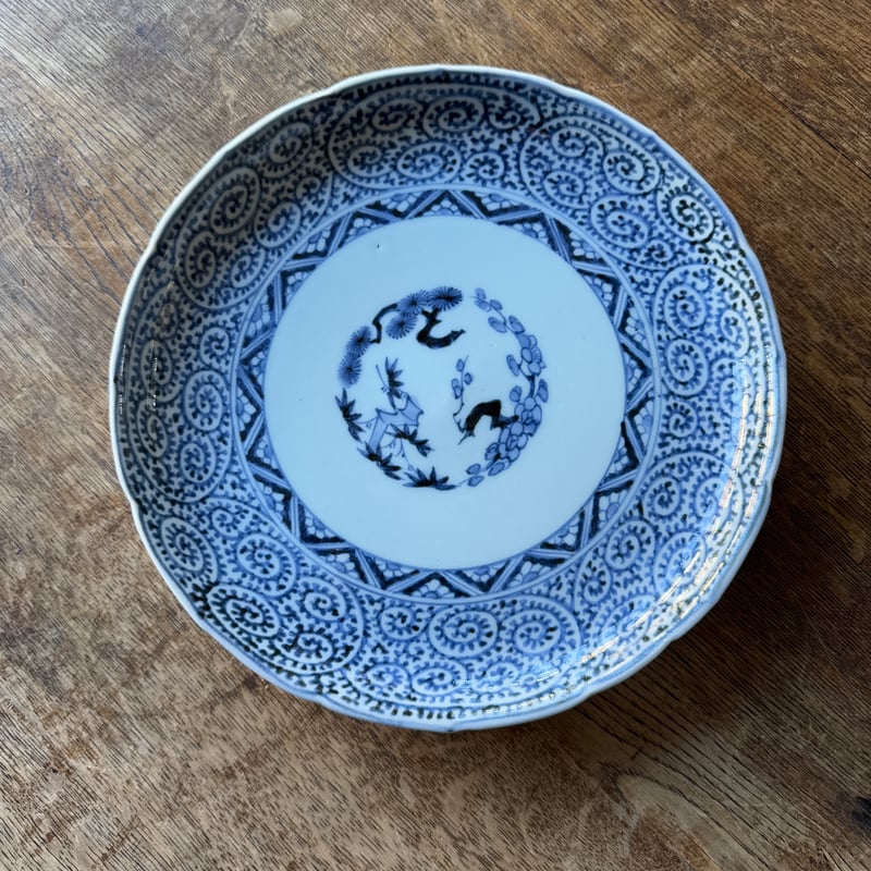 古伊万里 染付蛸唐草文 中皿 22.5㎝ 1枚 | Kaikaroman ONLINE STORE