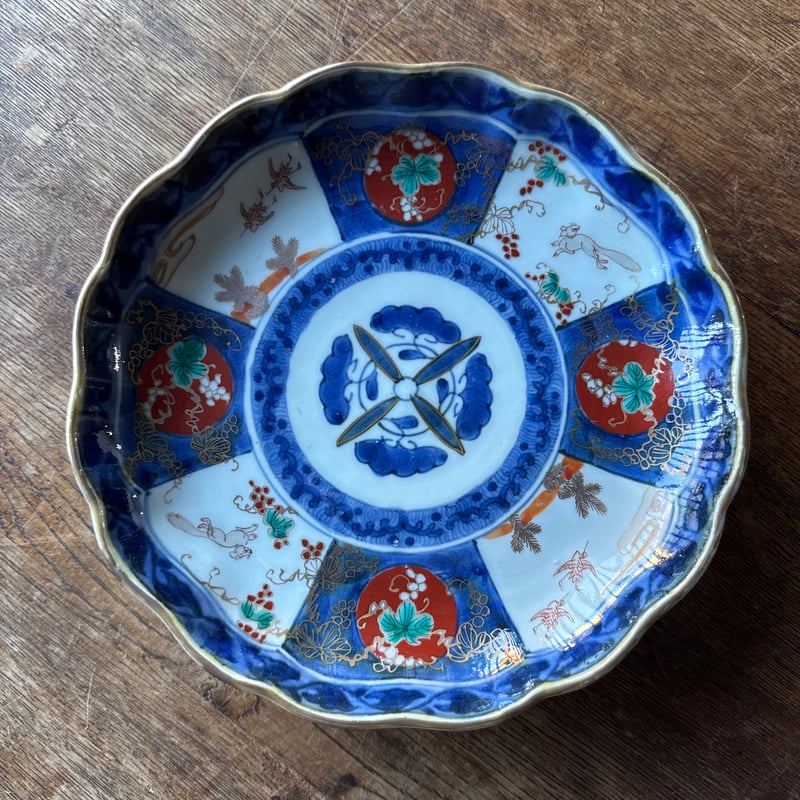 古伊万里 染錦葡萄栗鼠文 輪花七寸皿 1枚 | Kaikaroman ONLINE STORE
