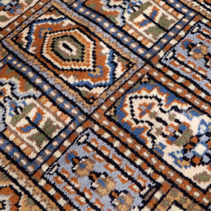 インド 手織り絨毯 ウール ＜約60 x 101 ㎝＞ ブラウン・ガーデン