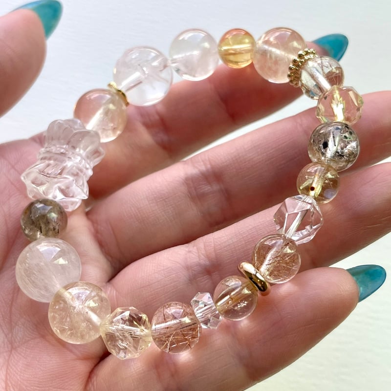 ルチルクォーツ シトリン マニ車手彫り ヒマラヤ産水晶「Golden spirit