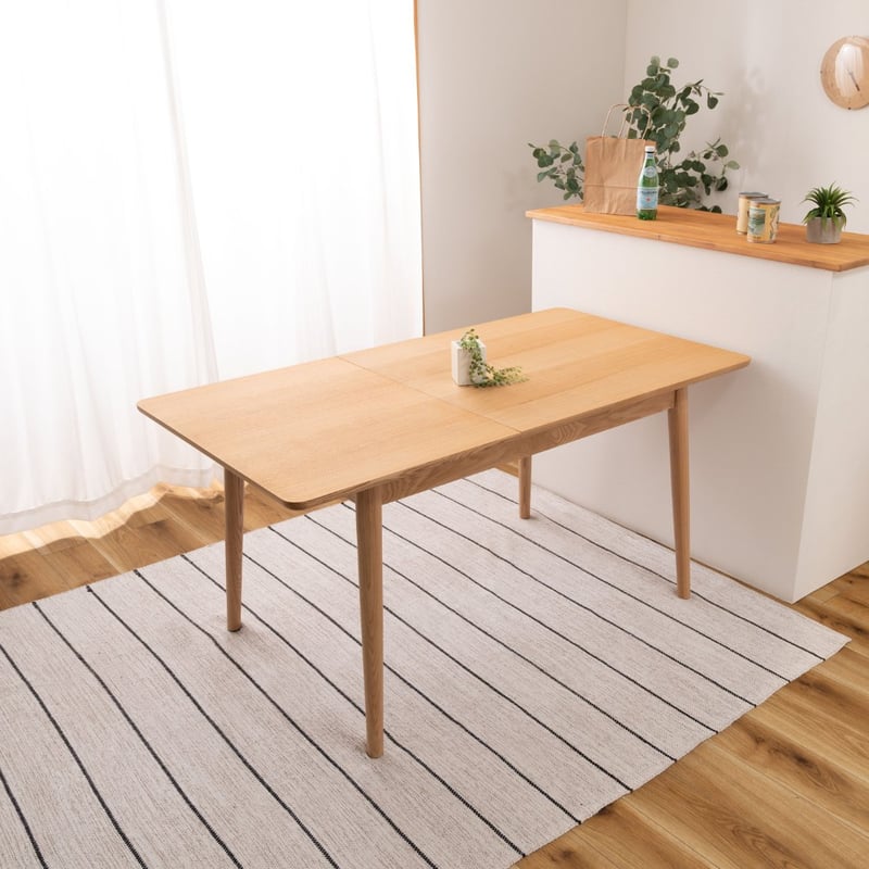 伸長式 木製 ダイニングテーブル エクステンション 4人用 アッシュ 幅