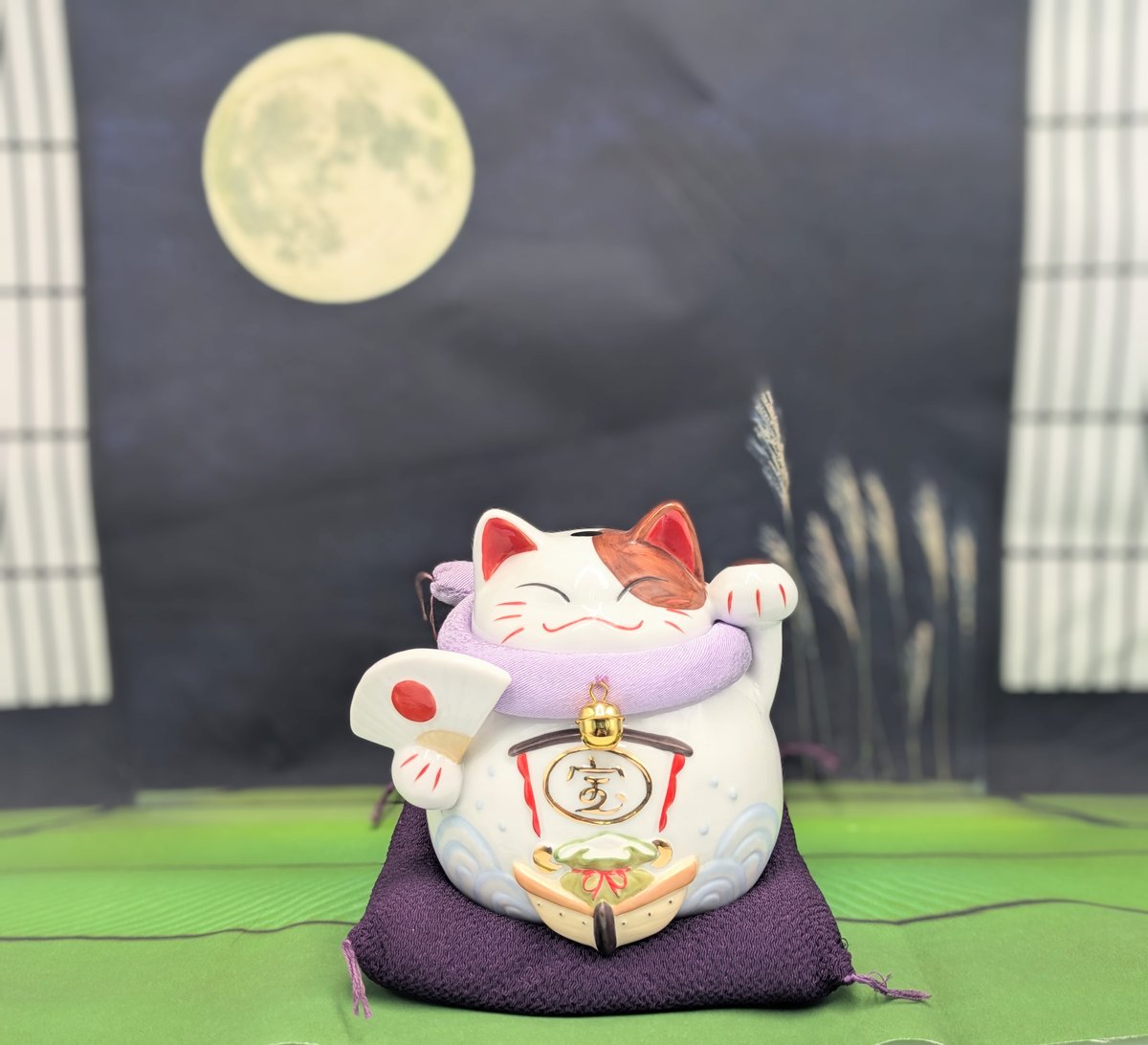 猫舎 猫舎道楽堂本舗 ネコヤ 青色 松竹梅 風鈴 三連 本体のみ 猫舎 猫