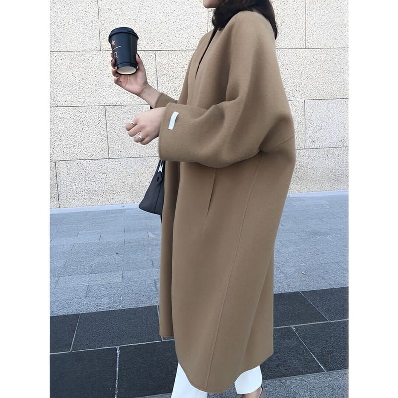 softly round-form no-collar overcoat MA1340 | MaiA