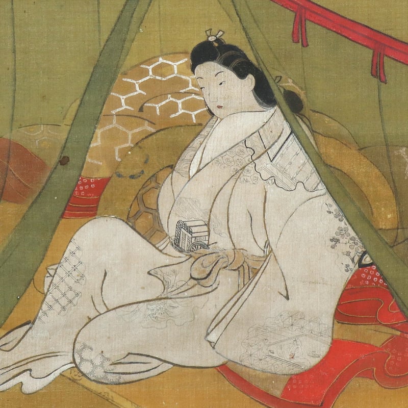 49 菱川 和翁「物思う遊女図」肉筆 絹本 江戸時代の浮世絵師 美人画