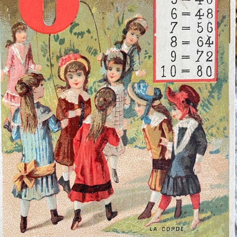 フランスアンティーク クロモス・クロモカード 8人の少女 [ch036