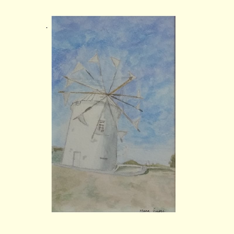 額装絵画【ギリシャ風車】 えもりなな | 新作の嵐ストア