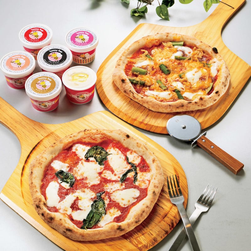 保冷剤付きでパーティーに｜もちもち米粉ピザとジェラートセット【米