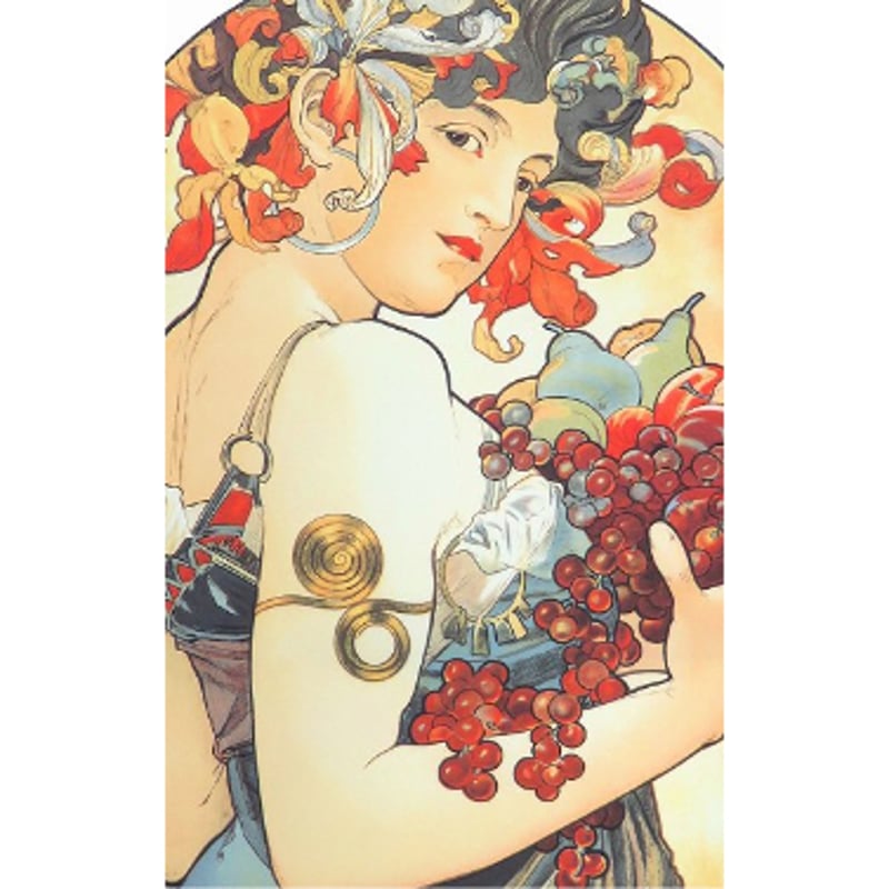 版画 ミュシャ 「フルーツ」 ジクレー 複製画 額入り ミュシャ財団