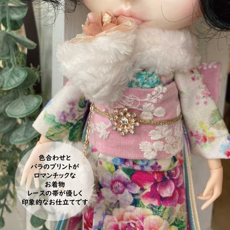 くろねこ呉服店『1/6 ブライス アイシードール 着物』ローズ柄