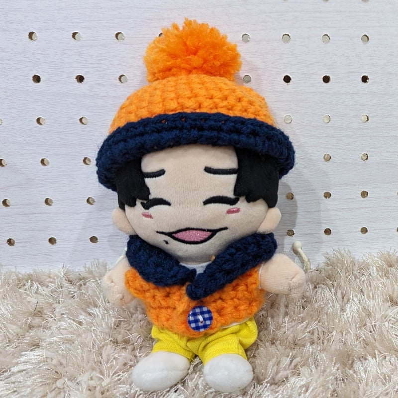 ちびぬい】ニット帽（オレンジ・紺色） | ぬいふく工房