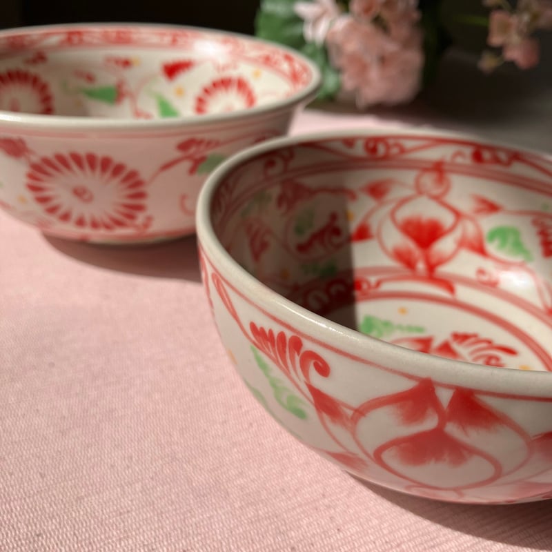 バッチャン焼き 赤い蓮 どんぶり お椀 丼 オールド | made me chum