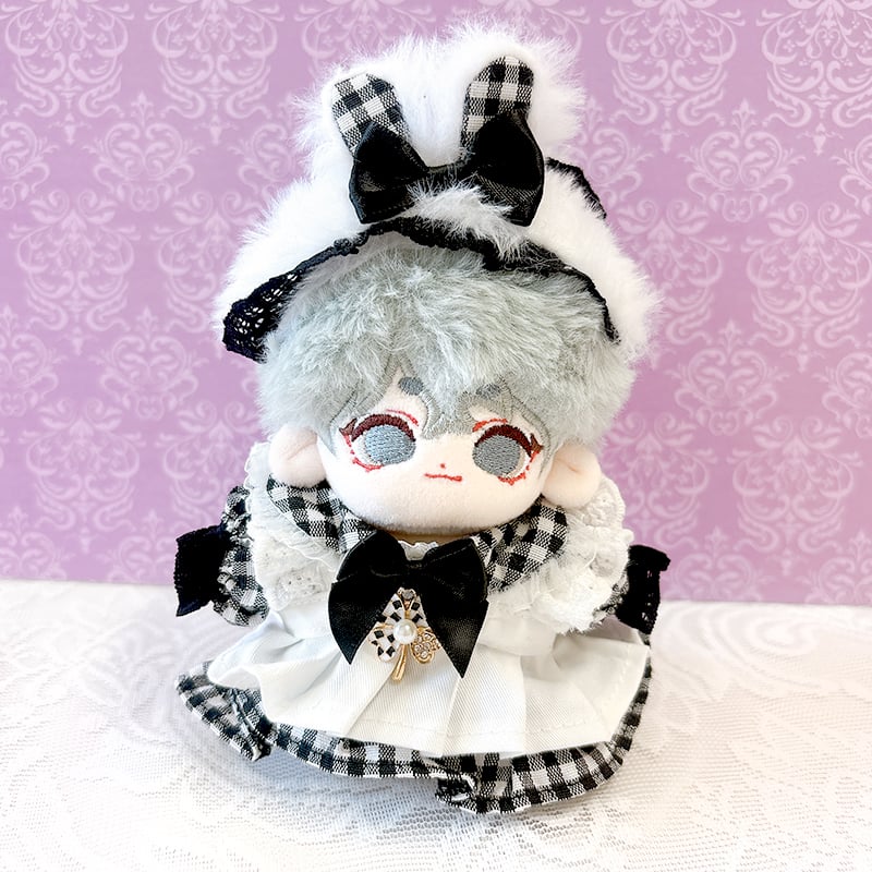 ぬい服】ぬいぐるみ用ギンガムチェックワンピース&うさ耳ヘッドドレス