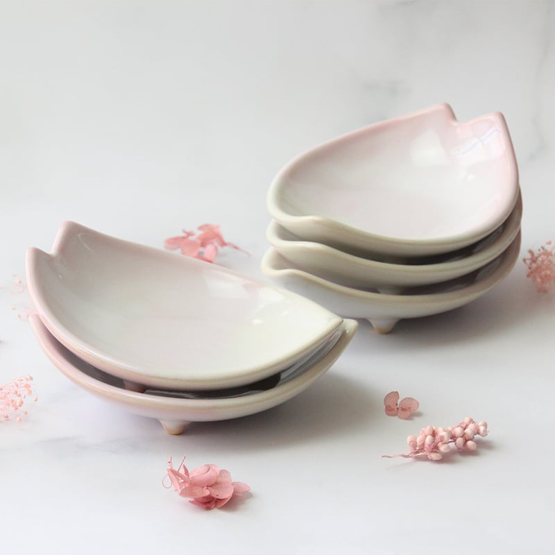 桜花銘々皿揃（化粧箱）｜萩焼窯元 萩陶苑 椿秀窯 ギフト | HAGIYAKI