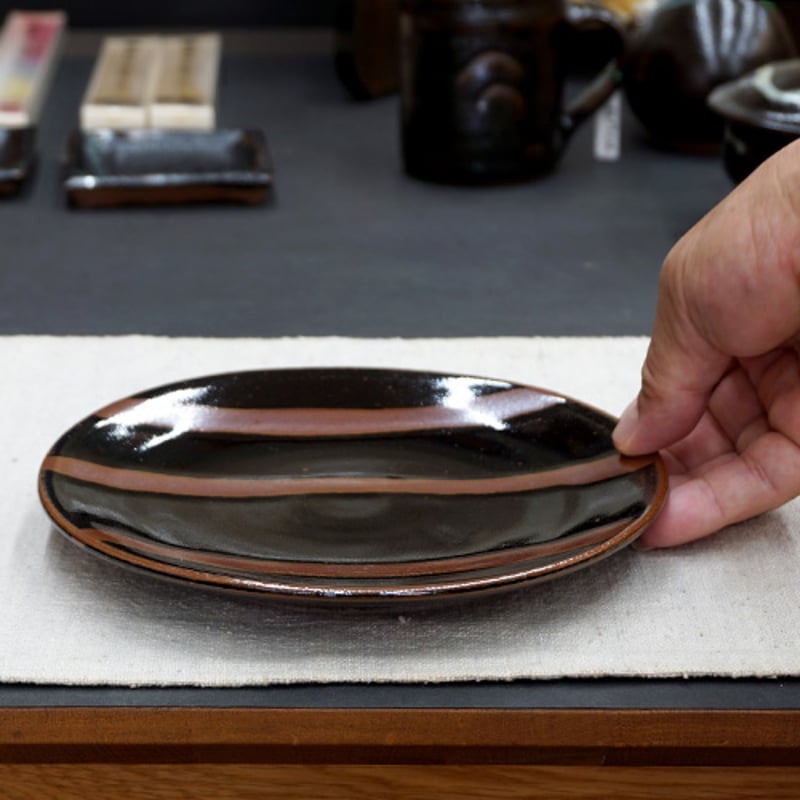 和食器 益子焼 大皿 18cm 柿釉 三流し | うつわの店 クラフトなかつか